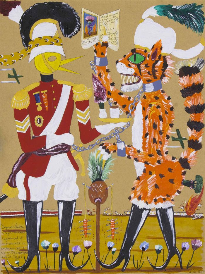 Andrew Gilbert, Emperor Andrew occupies an exotic Kingdom (in Exchange for a Cup of Decaffeinated Instant Coffee), 2019