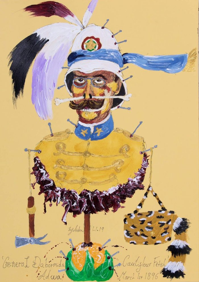Andrew Gilbert, General Dabormida, 2019, acrilico, acquarello e fineliner, 40 x 30 cm